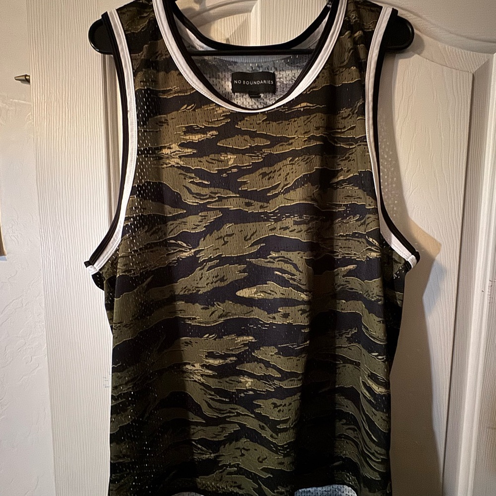 No Boundaries Camouflage Tank Top - Black and Green